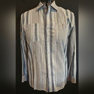 Tommy Bahama XL Linen Blend Striped Button Down Shirt